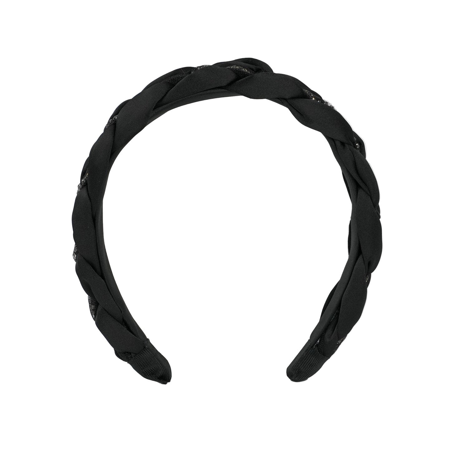 Black twisted headband on a white background
