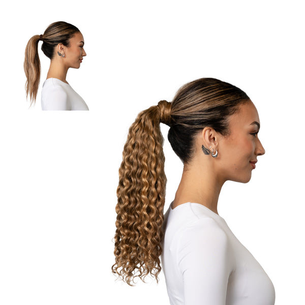 18" Butterscotch #6/27 Curly Ponytail Extensions (120 g)