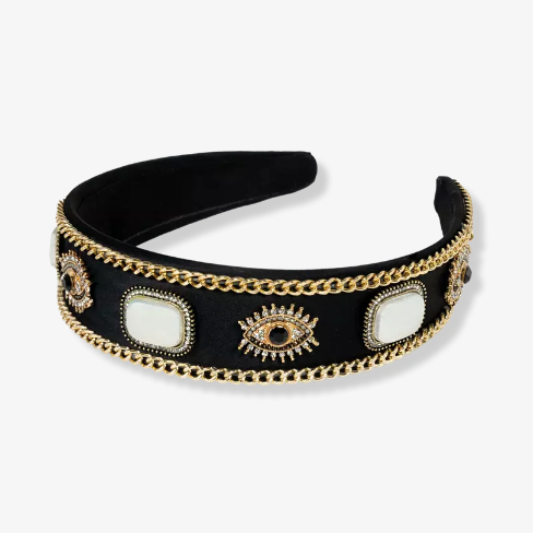 Locks & Mane evil eye headband in black