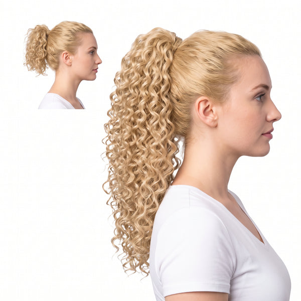18" Vanilla #613 Curly Ponytail Extensions (120 g)