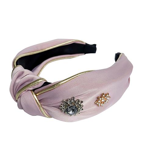 Jeweled Knotted Headband in Pink