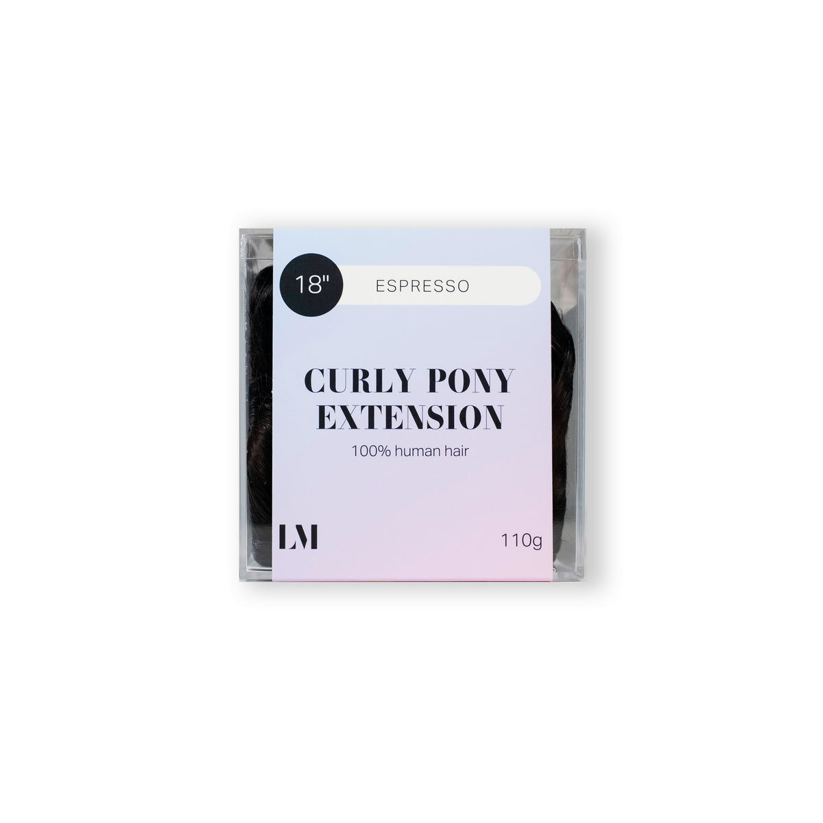 18 Inch Curly Clip-In Ponytail Espresso product view — Locks & Mane