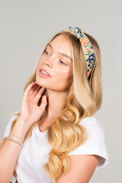 Embroidered floral headband detail — Locks & Mane