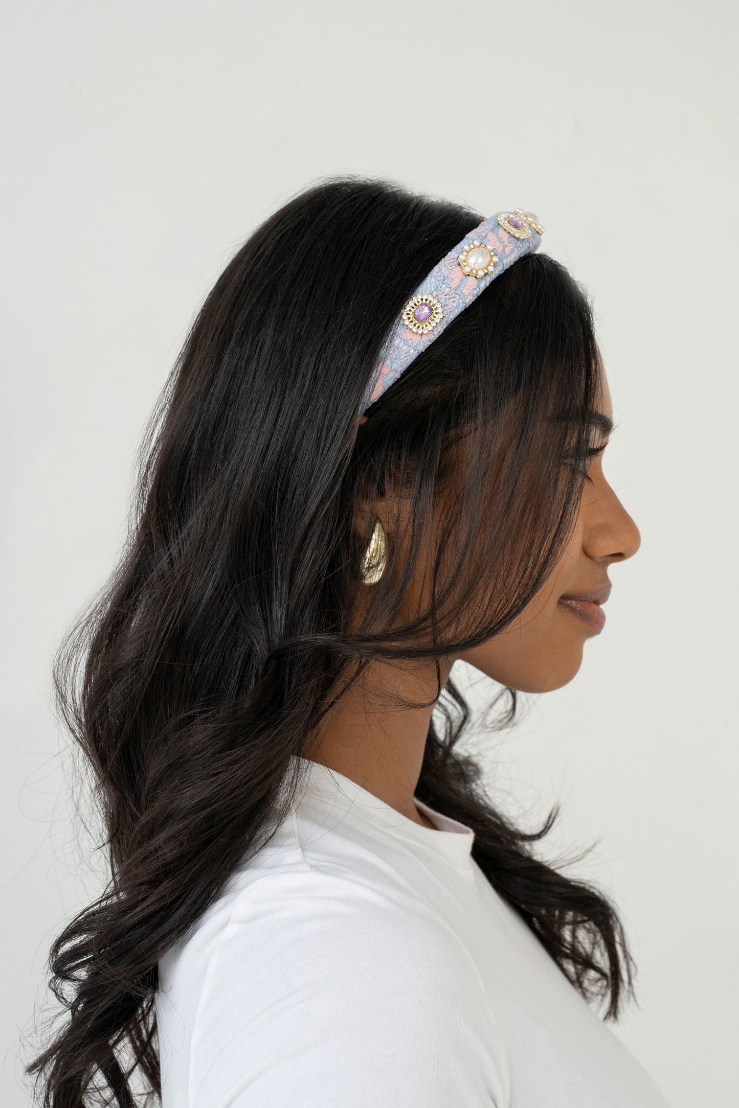Jewelled Lace Headband - Lavendar
