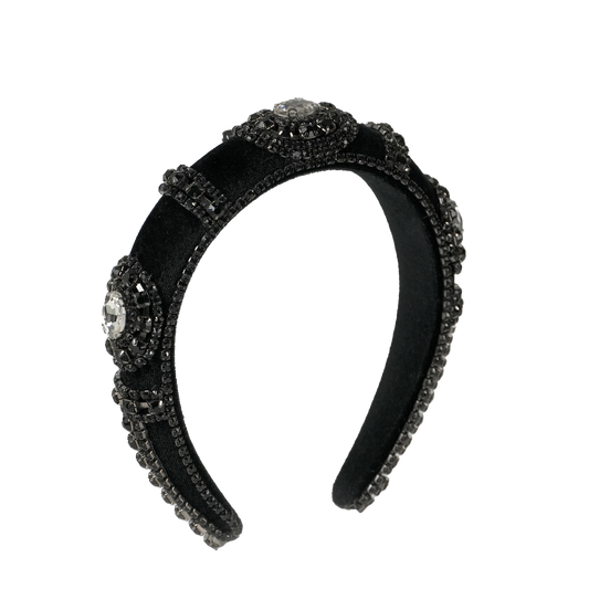 Elegant Onyx Headband front view — Locks & Mane