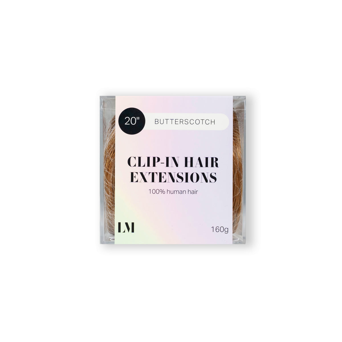 20 inch clip-in hair extensions Butterscotch shade on white background — Locks & Mane