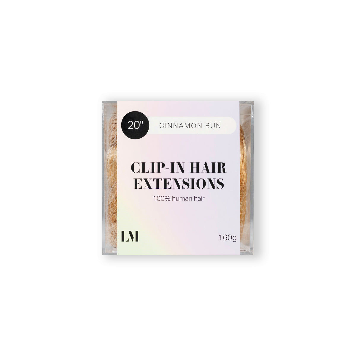 20 inch clip-in hair extensions Cinnamon Bun shade on white background — Locks & Mane
