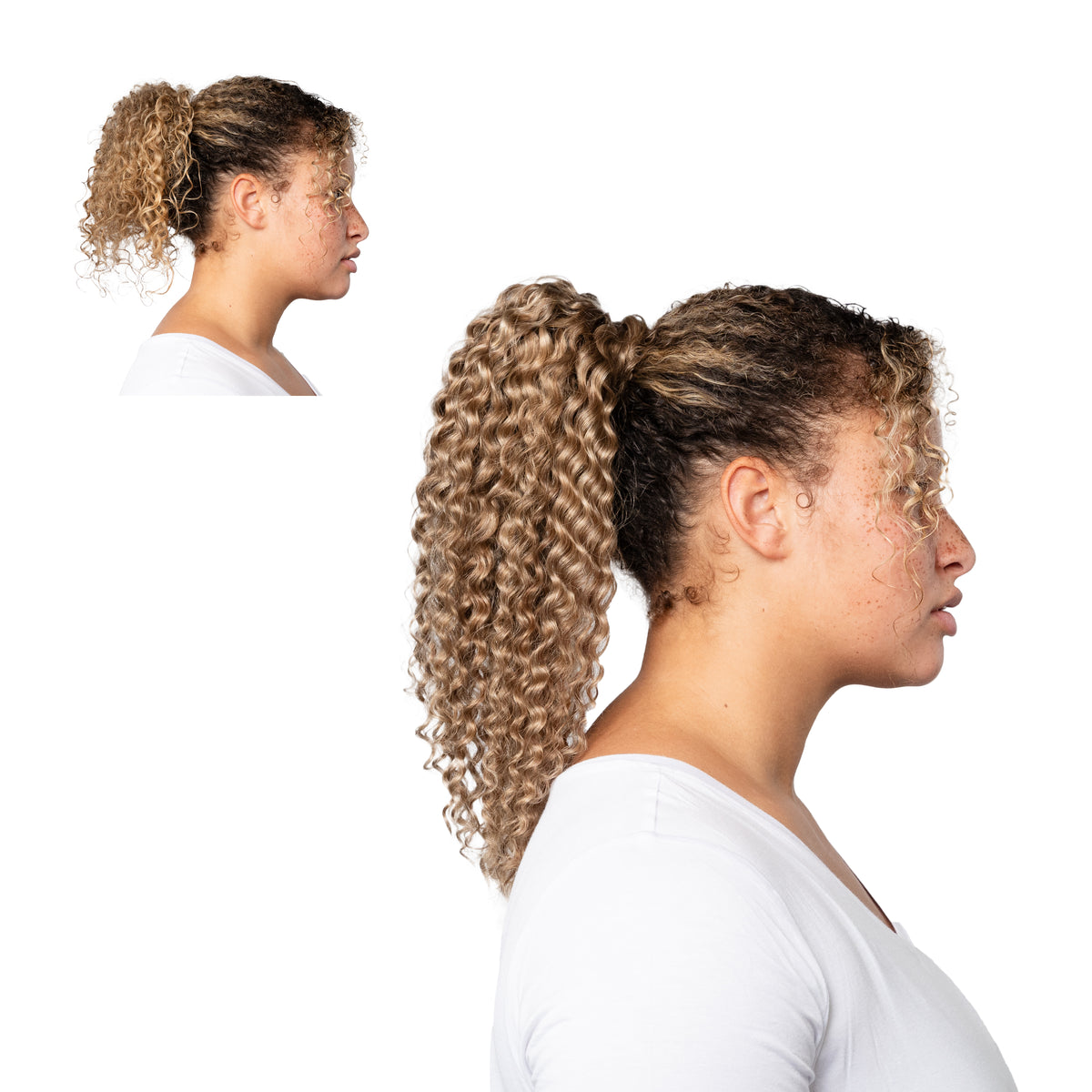 Locks & Mane ponytail extension – Butter Pecan #6/24, 18", Curly