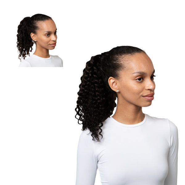 18" Espresso #1B Curly Clip-In Ponytail