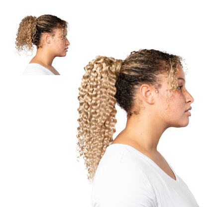 Locks & Mane ponytail extension – Toasted Marshmallow #613/16, 18", Curly
