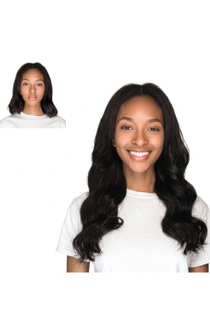 Locks & Mane clip-in extension – Espresso #1B, 18"
