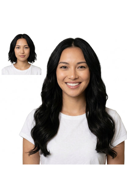 Locks & Mane clip-in extension – Espresso #1B, 20"