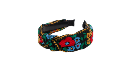 Locks & Mane embroidered floral headband in black