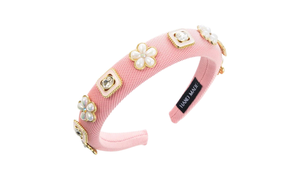 Locks & Mane pearl floral headband with floral shaped pearls and gems