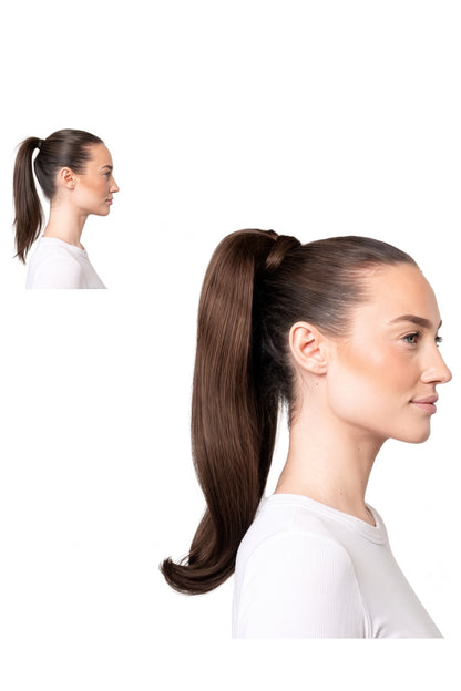 Locks & Mane ponytail extension – Milk Chocolate #4, 18", Straight