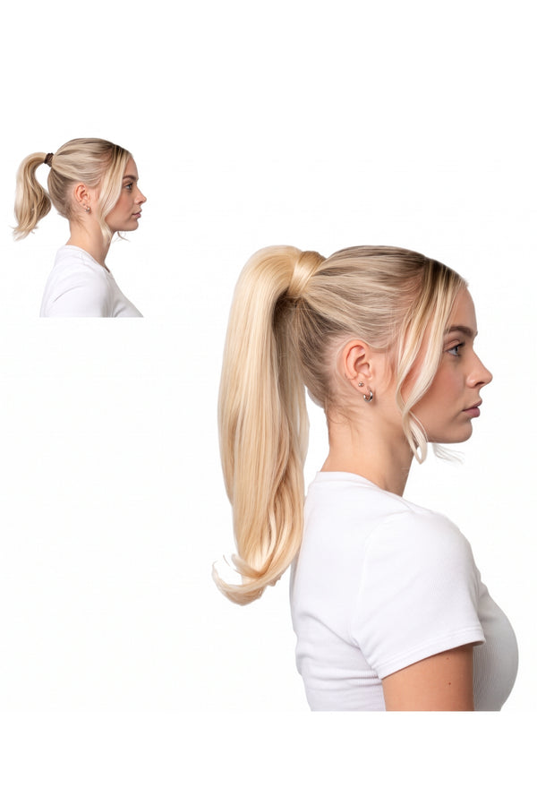 Locks & Mane ponytail extension – Vanilla #613, 18", Straight