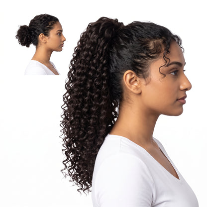 Locks & Mane ponytail extension – Milk Chocolate #4, 18", Curly