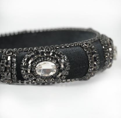 Elegant Onyx Headband worn style — Locks & Mane