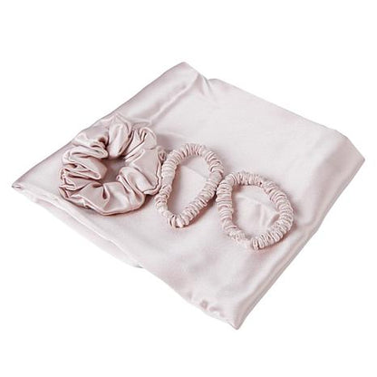 Silk scrunchies and pillowcase set detail — Locks & Mane