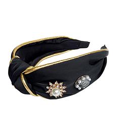 Jeweled Knotted Headband in Black