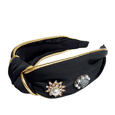 Black jeweled knotted headband — Locks & Mane