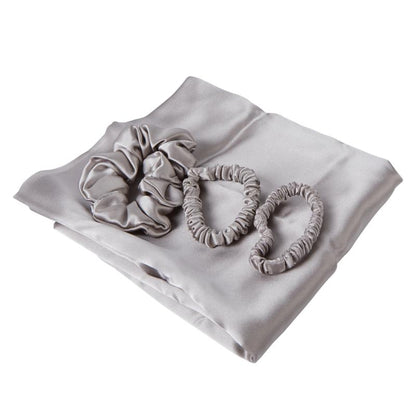 Locks & Mane 100% silk scrunchie set with queen sized pillowcase